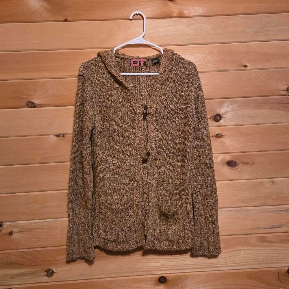 Women's Y2K 2000s Cool Times Knit Button Hooded Pocket Sweater Jacket Large